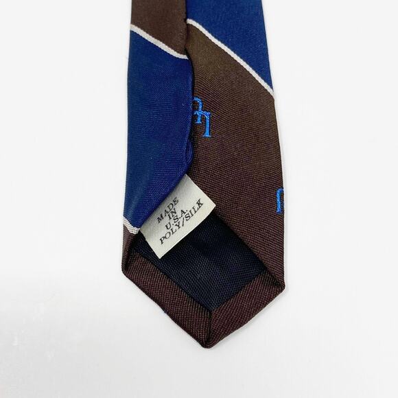 CAMBRIDGE LTD. Brown and Blue Striped Silk Tie - Picture 3 of 6
